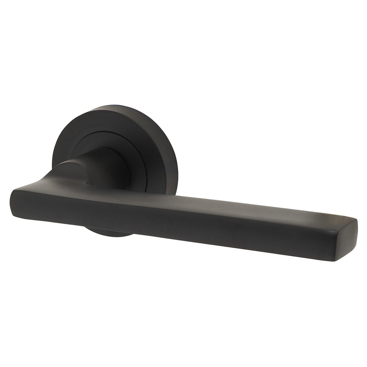 Matt Black Fire Rated Door Handles on Round Rose - Jet Range