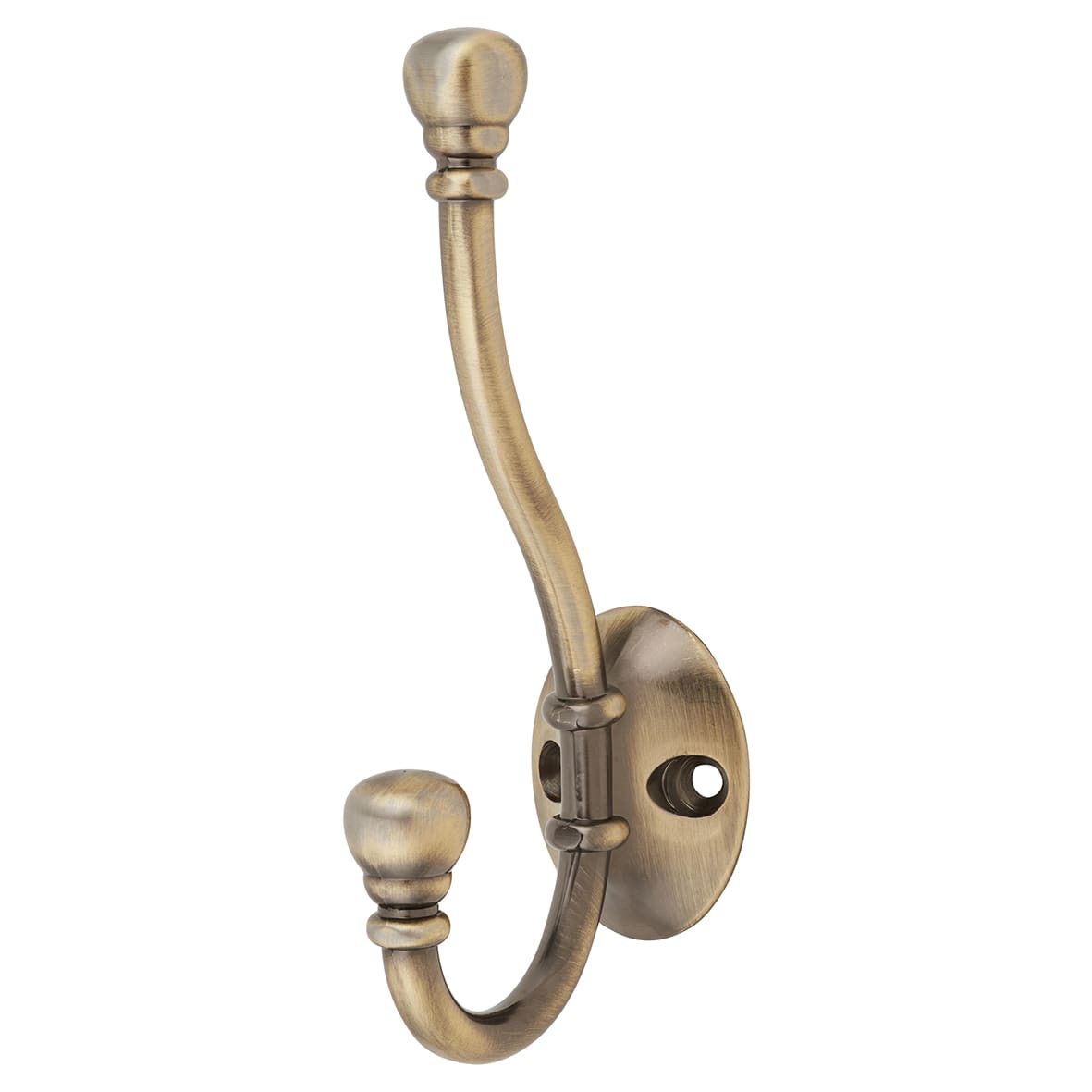 Diecast Ball End Single Hat & Coat Hook - 130 x 35mm - Antique Brass
