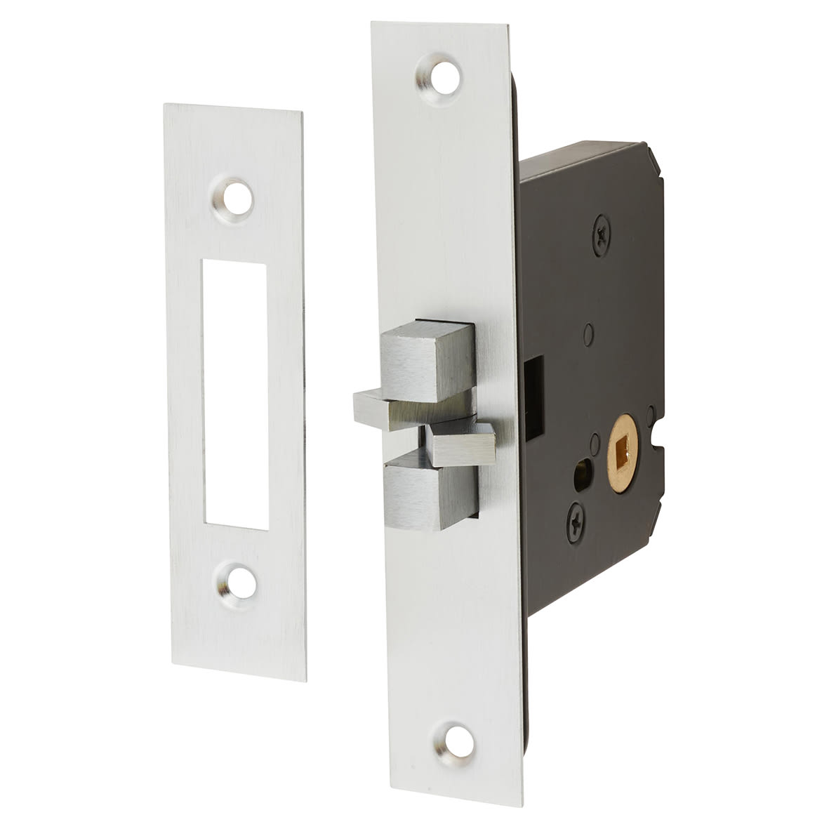Sliding Door Bathroom Lock - 76mm Case - 56mm Backset - Satin Chrome