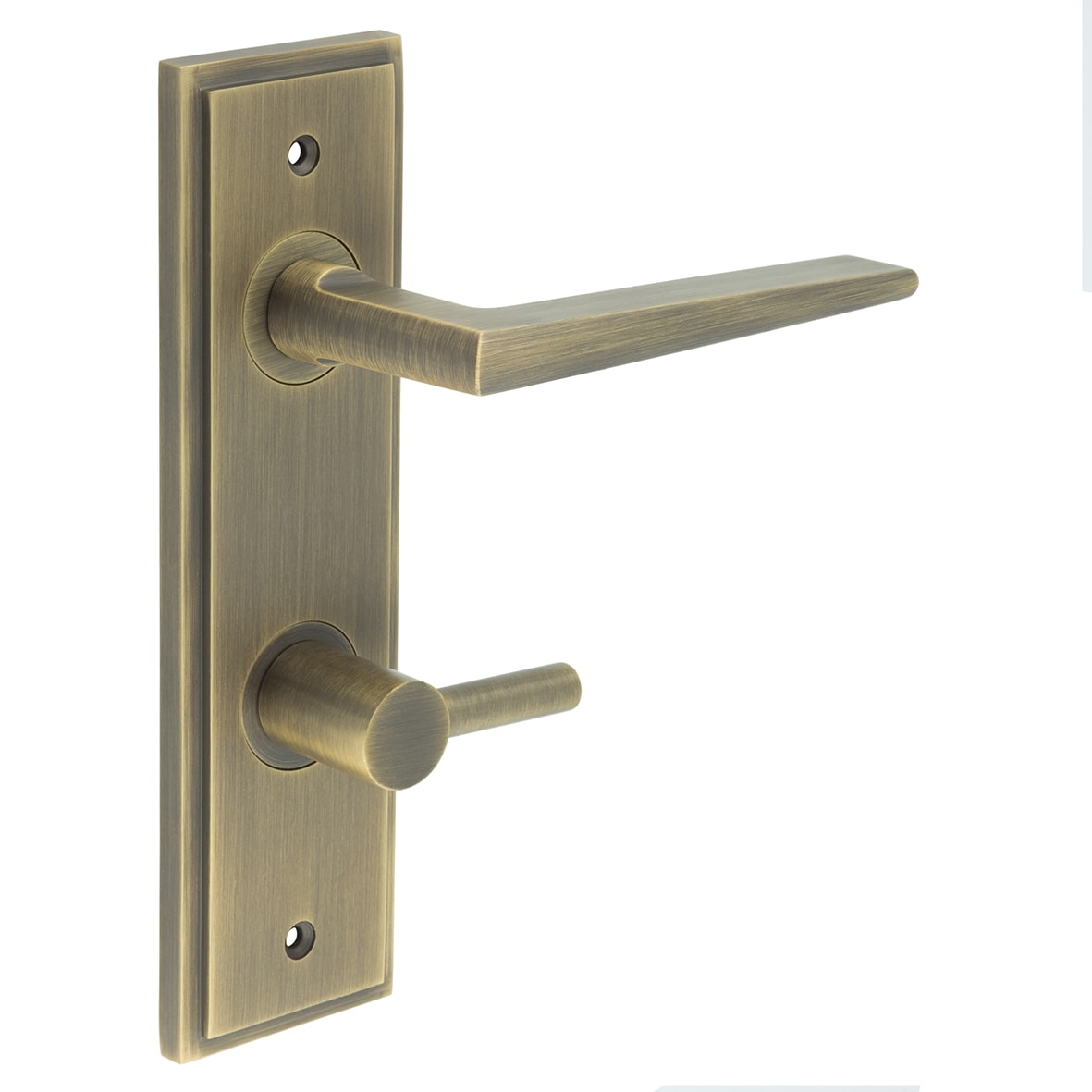 Antique Brass Fire Rated DIN Bathroom Door Handles - Mayfair - Inner 3 - 200 x 55mm