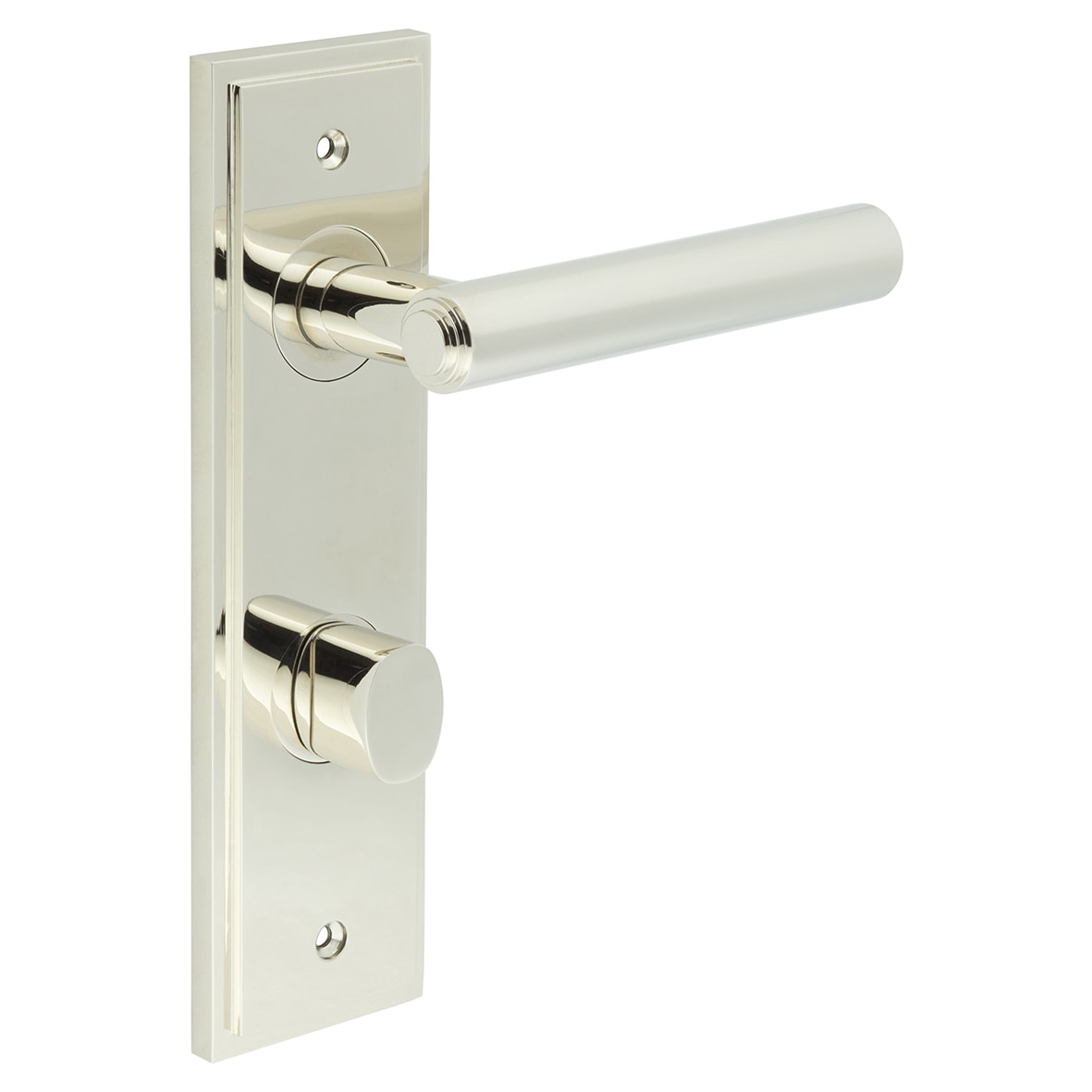 Polished Nickel Fire Rated DIN Bathroom Door Handles - Richmond - Inner 2 - 200 x 55mm