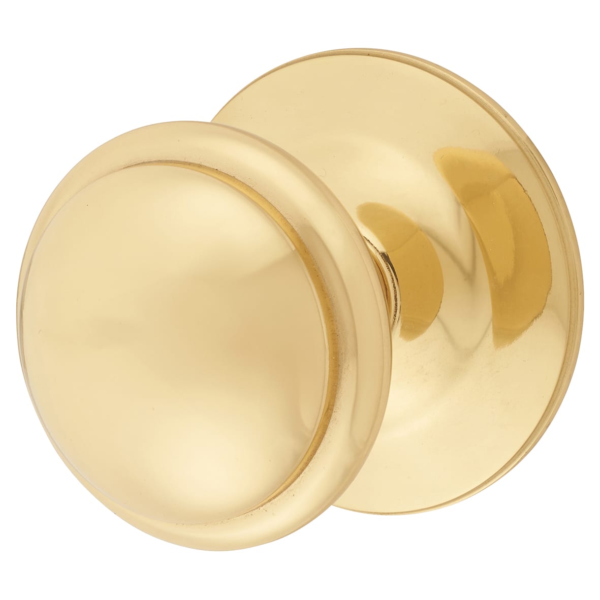 Polished Brass Round Victorian Centre Door Knob - 86mm Rose Diameter