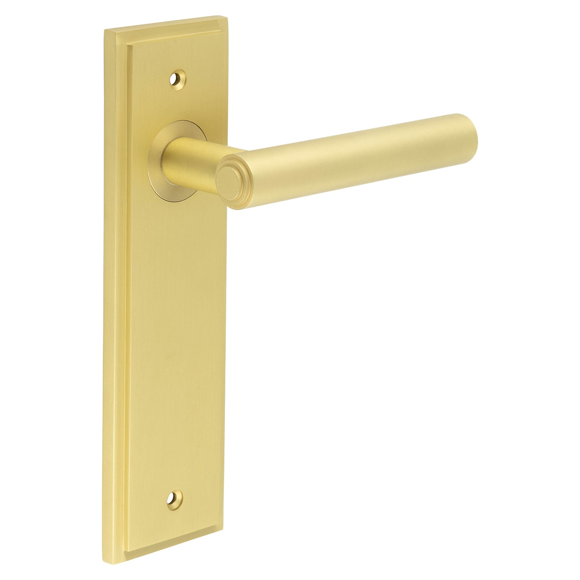 Satin Brass Fire Rated Latch Door Handles - Richmond - 200 x 55mm