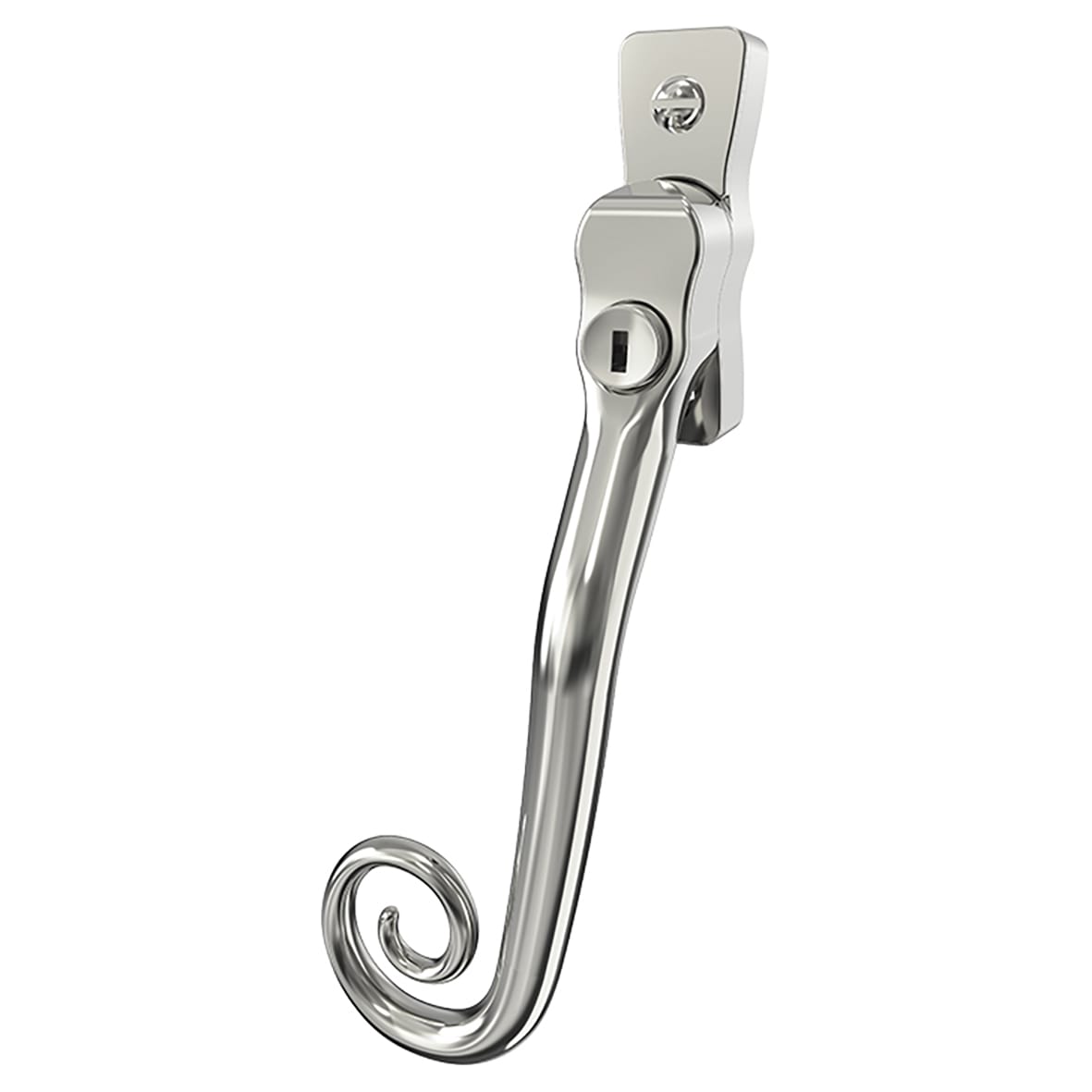 Heritage Monkey Tail Locking Espagnolette Casement Window Handle - Left Hand - Polished Chrome