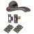 Black Nickel Scroll Latch Door Handles on Rose Pack - Scarlett Range