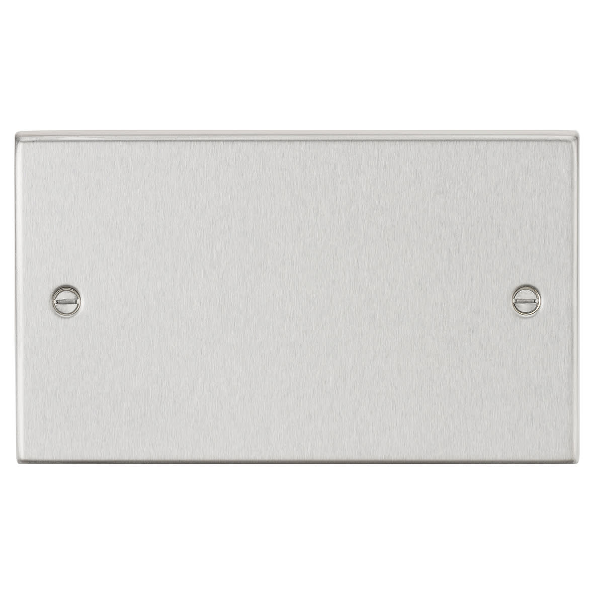 2 Gang Square Edge Blank Plate - Brushed Chrome