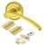 Marcus Polished Brass Latch Door Handles on Rose Pack - Sophia Range