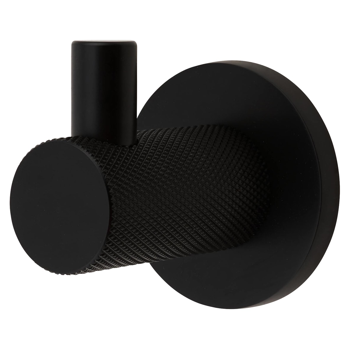 Knurled Single Coat Hook - 50 x 25mm - Matt Black