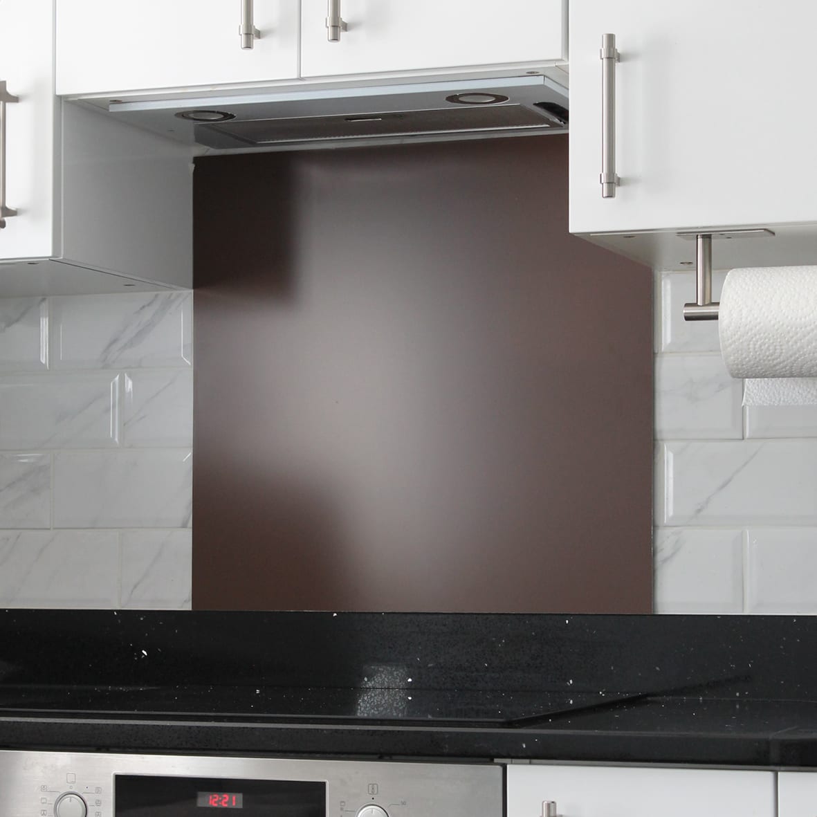 Aluminium Kitchen Splashback - 900 x 750mm - Matt Chocolate