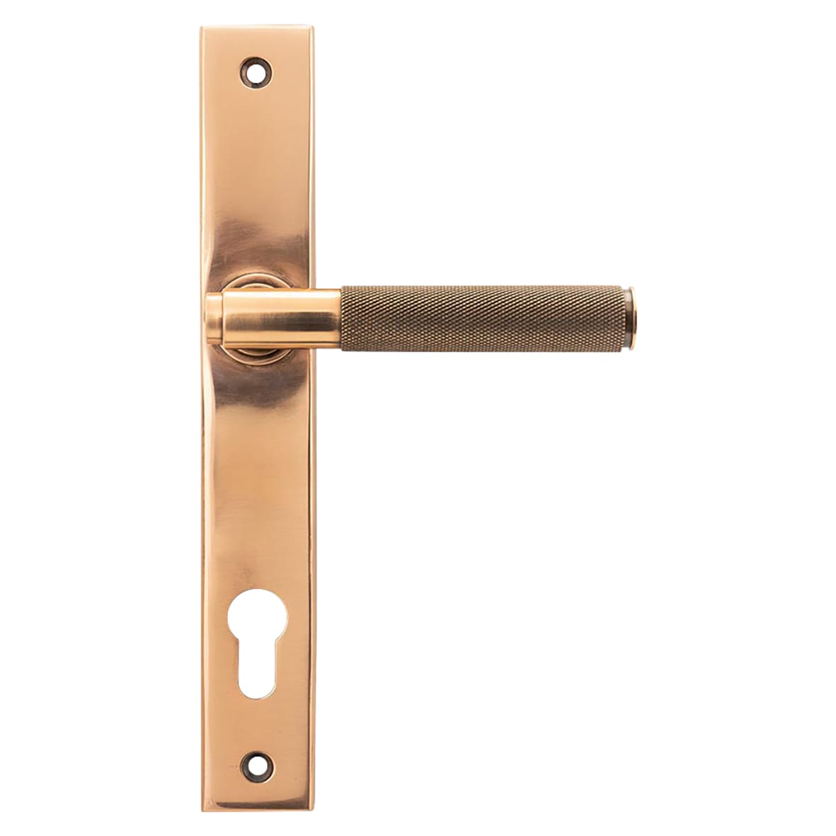 Polished Bronze uPVC Slimline Knurled Multipoint Door Handles - 92mm c/c - Brompton Range