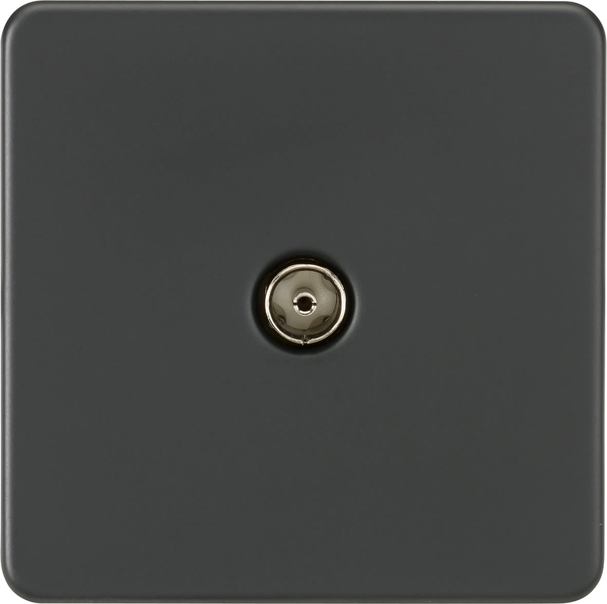 1 Gang Screwless Flat Plate Non Isolated TV Outlet - Anthracite Grey