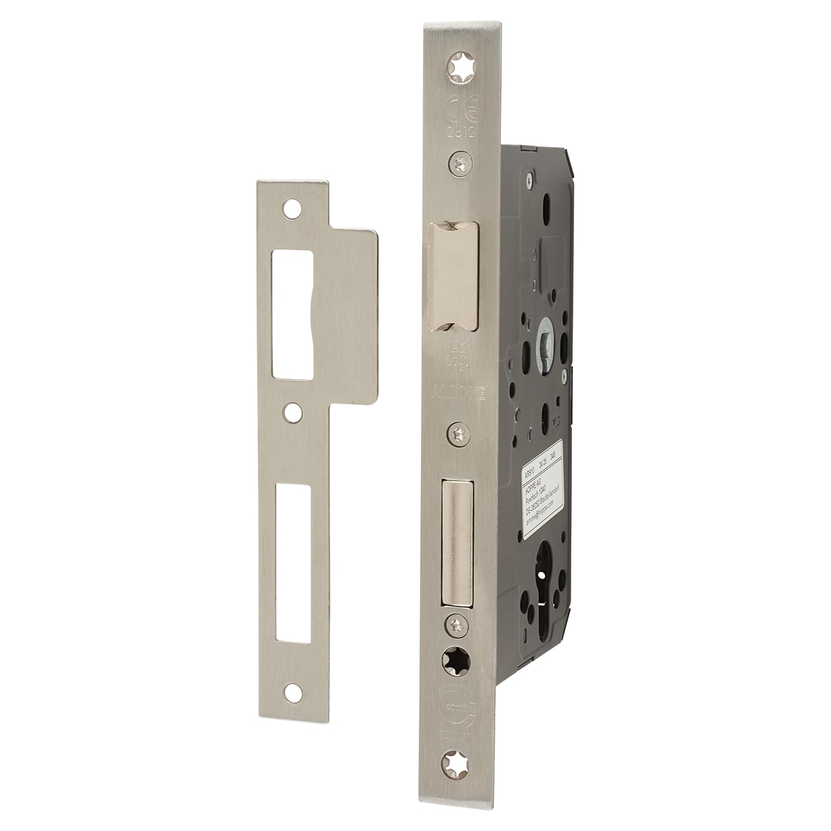 Euro Profile DIN Sashlock - 88mm Case - 60mm Backset - Square - Satin Stainless Steel