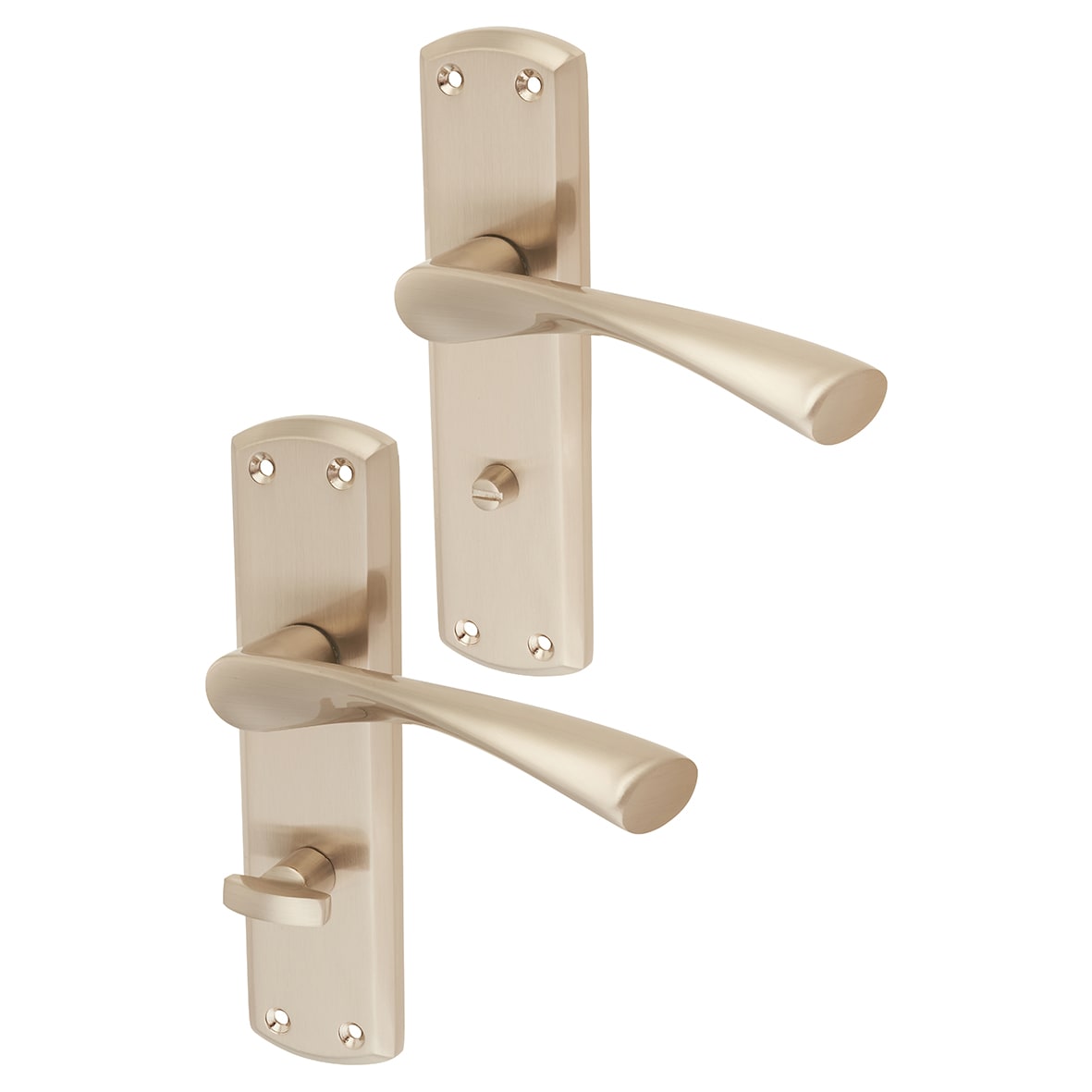 Satin Nickel Bathroom Door Handles - Monza Range - 175 x 45mm