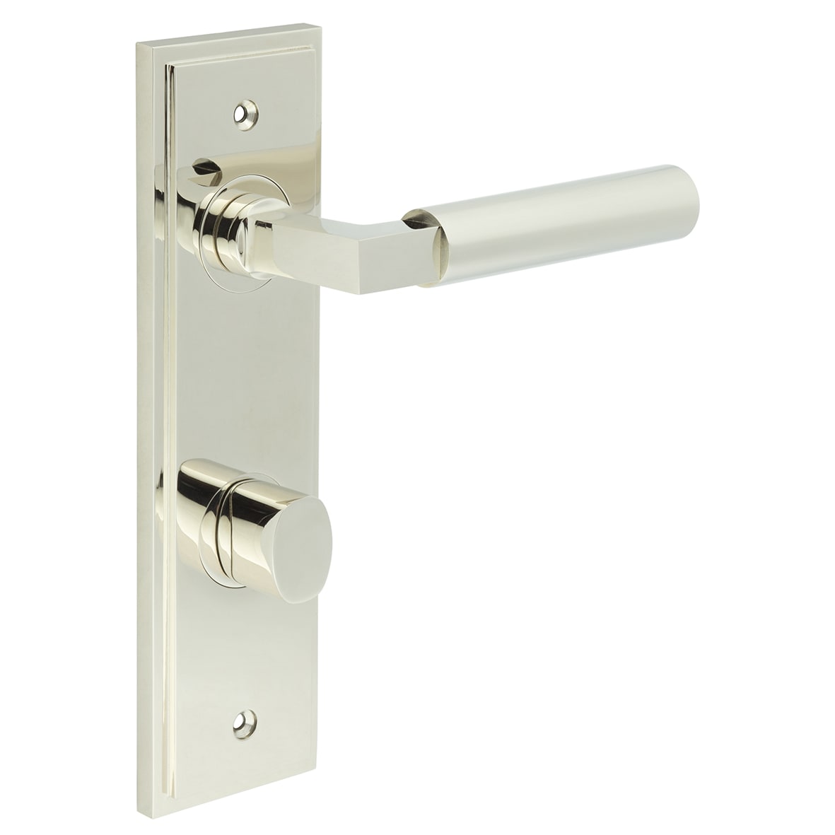Polished Nickel Fire Rated DIN Bathroom Door Handles - Westminster - Inner 2 - 200 x 55mm