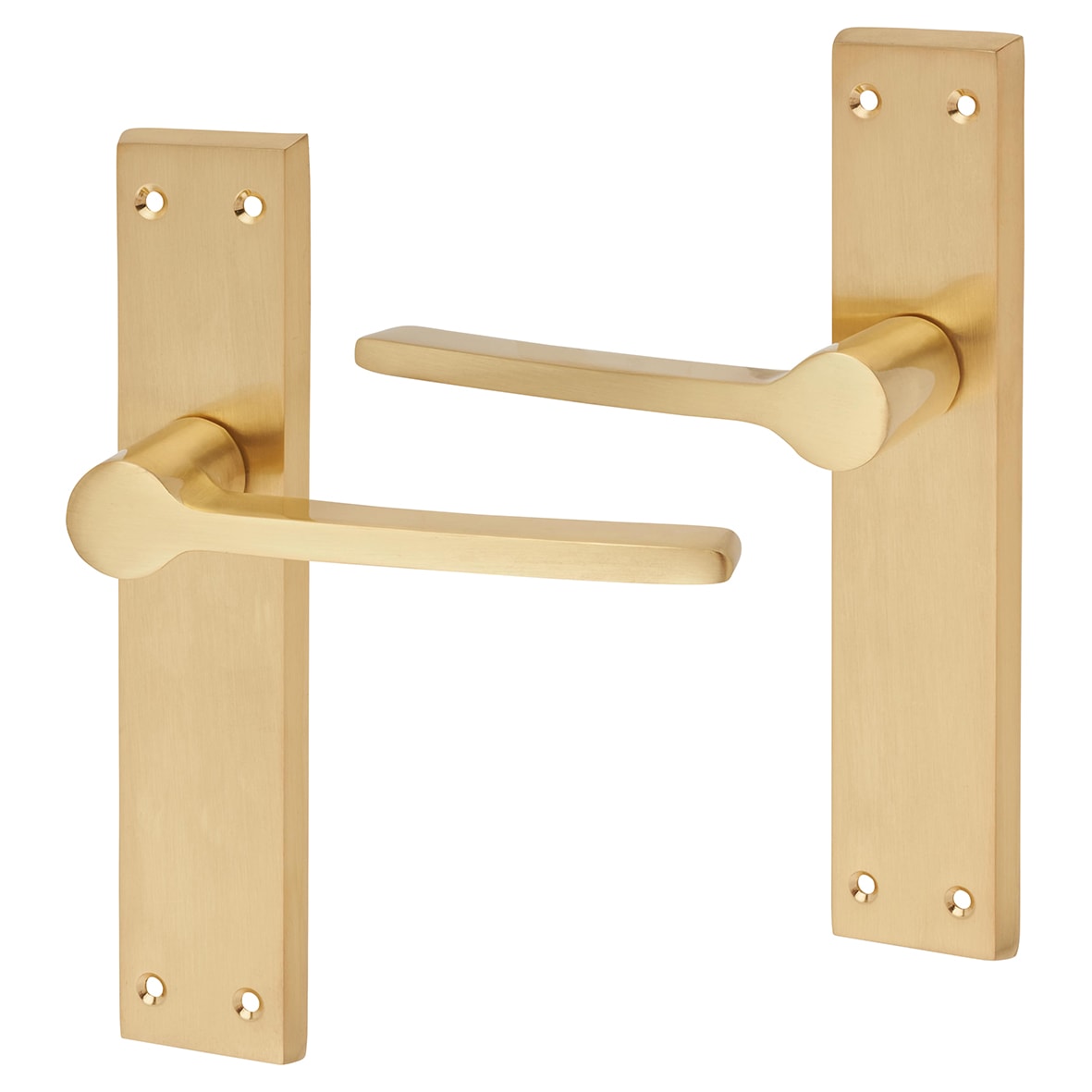 Satin Brass Latch Door Handles - Farley Range - 200 x 42mm