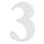 79mm Screw Fix Door Numeral - 3 - White