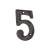 76mm Screw Fix Door Numeral - 5 - Metalized Antique Black Iron