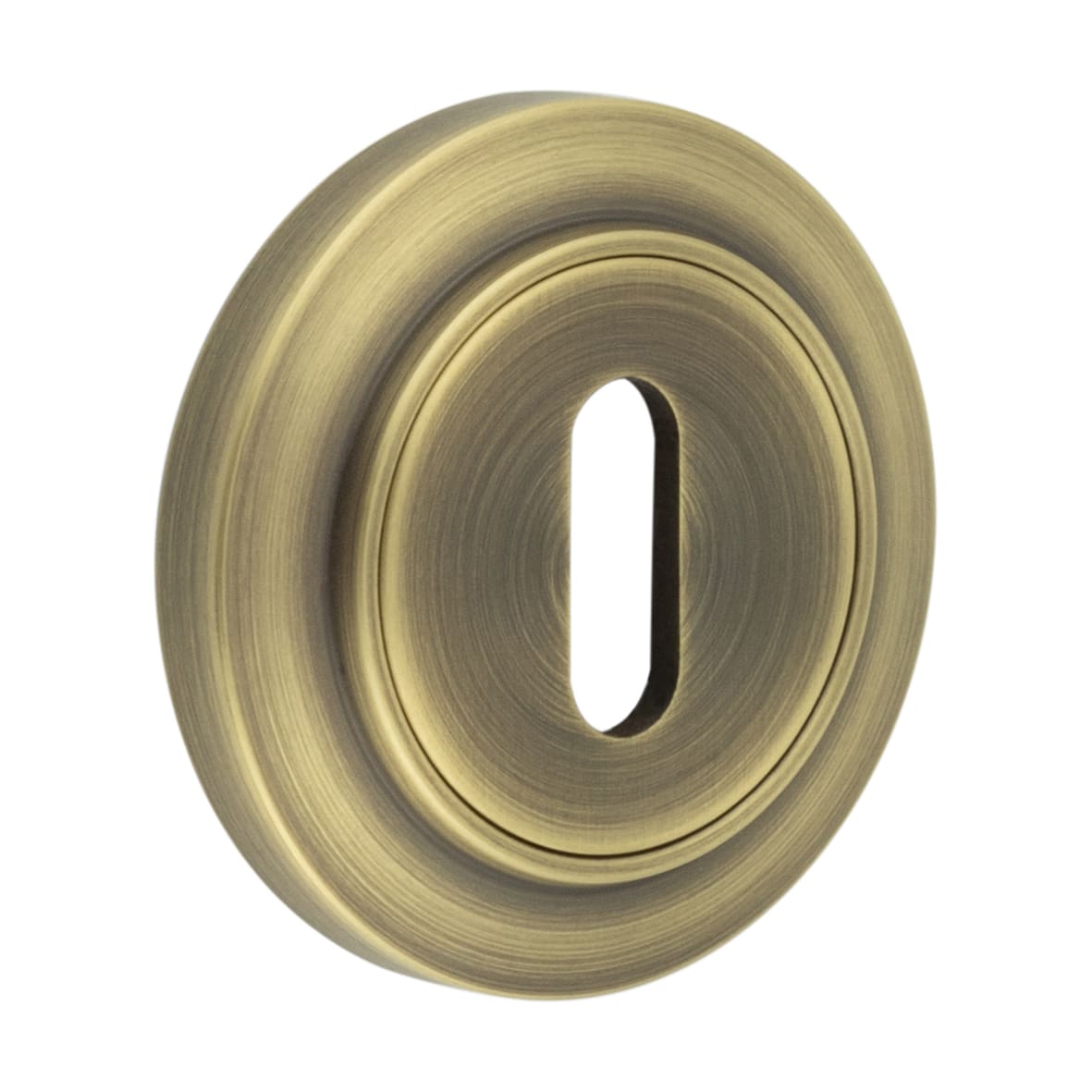 Escutcheon on Chamfered Rose - 53mm Diameter - Keyhole - Antique Brass