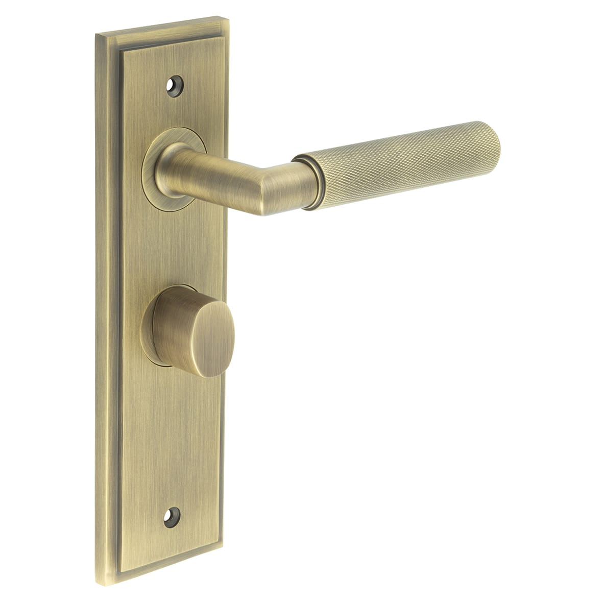 Antique Brass Fire Rated Bathroom Door Handles - Piccadilly - Inner 1 - 200 x 55mm
