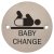 Baby Change Door Sign - 75mm Diameter - Satin Stainless Steel