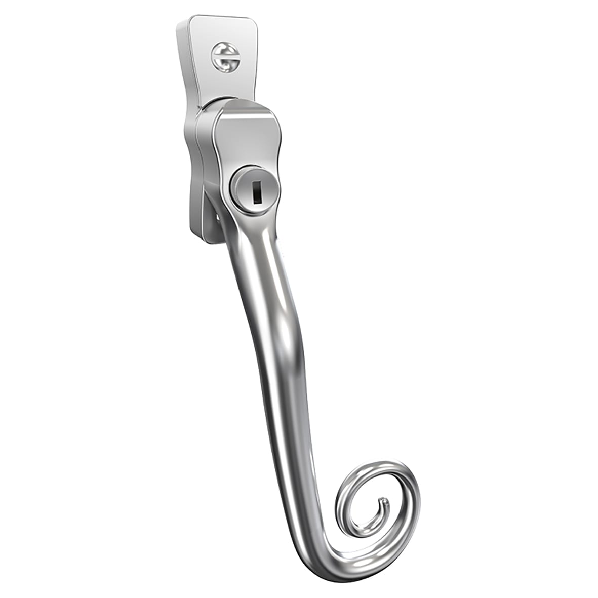 Heritage Monkey Tail Locking Espagnolette Casement Window Handle - Right Hand - Satin Chrome