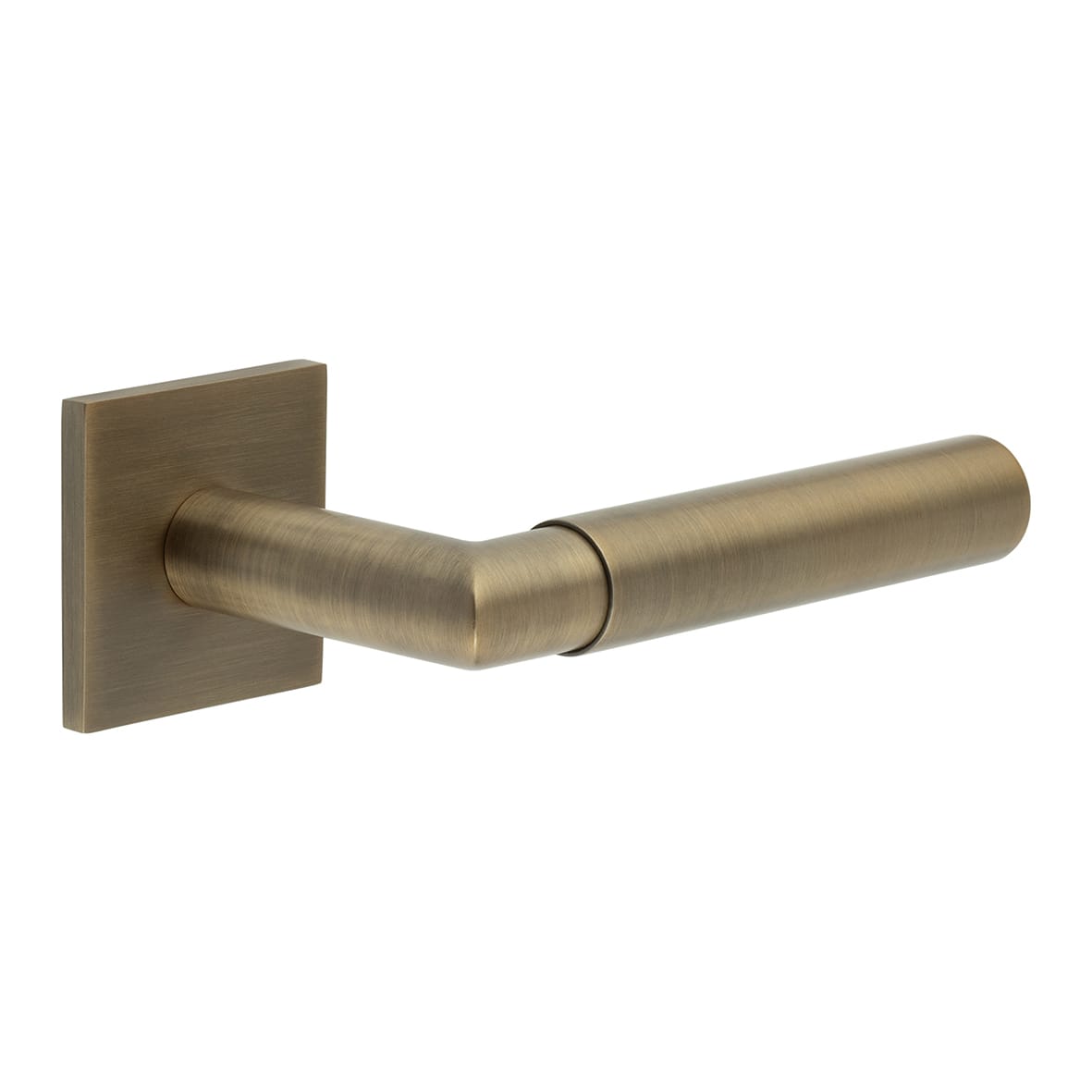 Antique Brass Sprung Fire Rated Door Handles on Square Rose - CR-102 Range