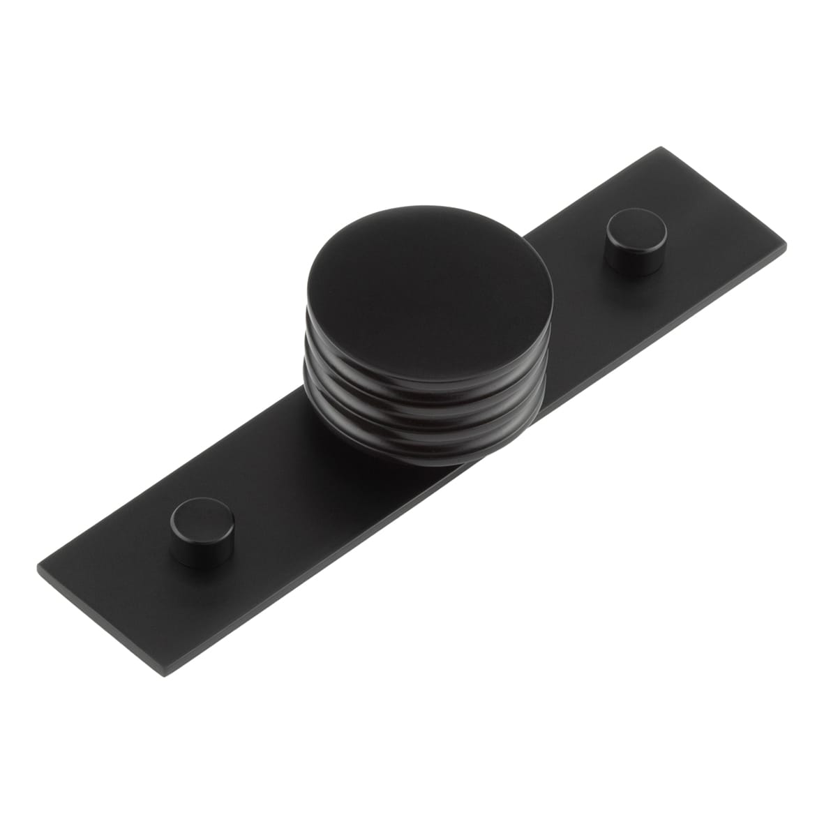 Sturt Grooved Round Cabinet Knob on Plain Backplate - 40mm Diameter - Black