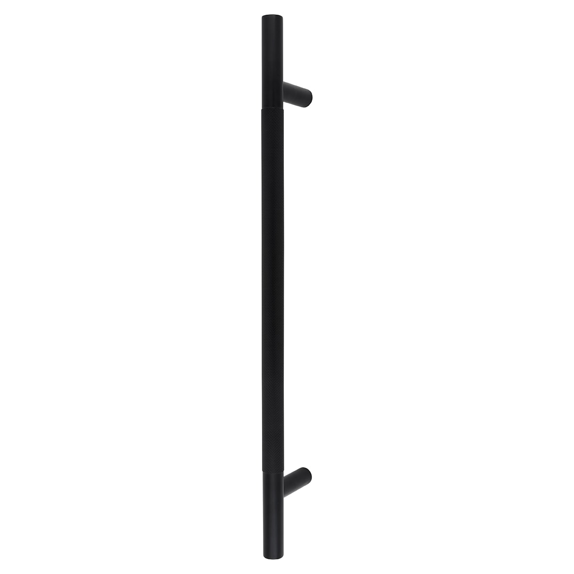 Matt Black 23mm Knurled T-Bar Door Pull Handle - Bolt Fix - 450mm Centres