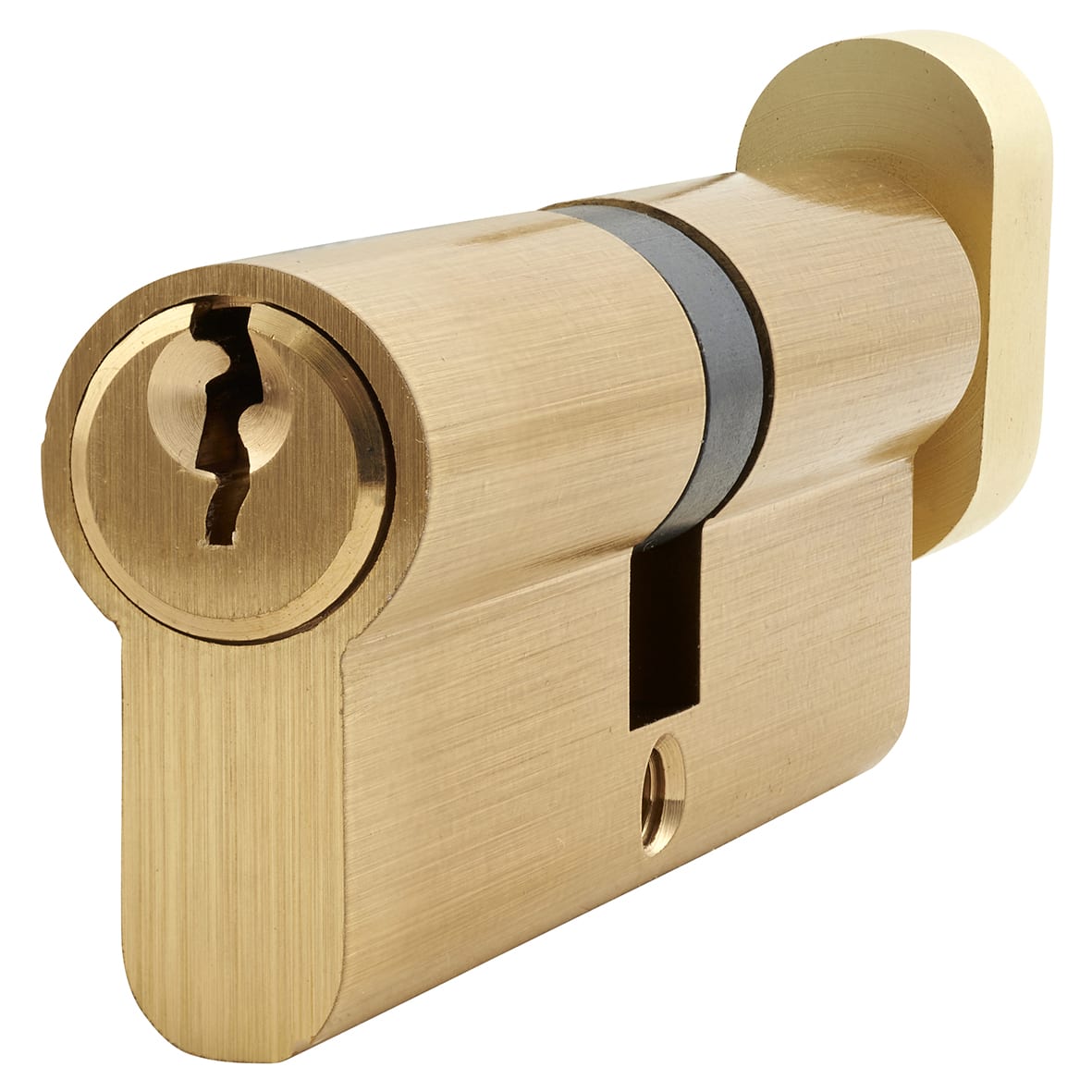 6 Pin 80mm Euro Thumbturn Cylinder - 40mm Turn + 40mm - Satin Brass - Keyed To Differ