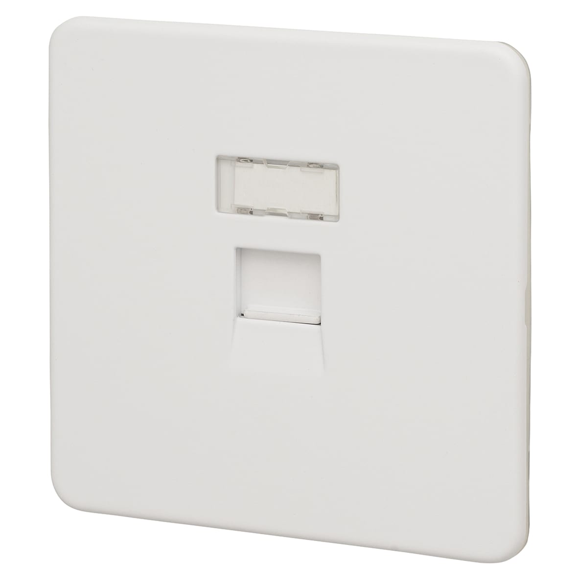 1 Gang Screwless Flat Plate Data Socket - Matt White