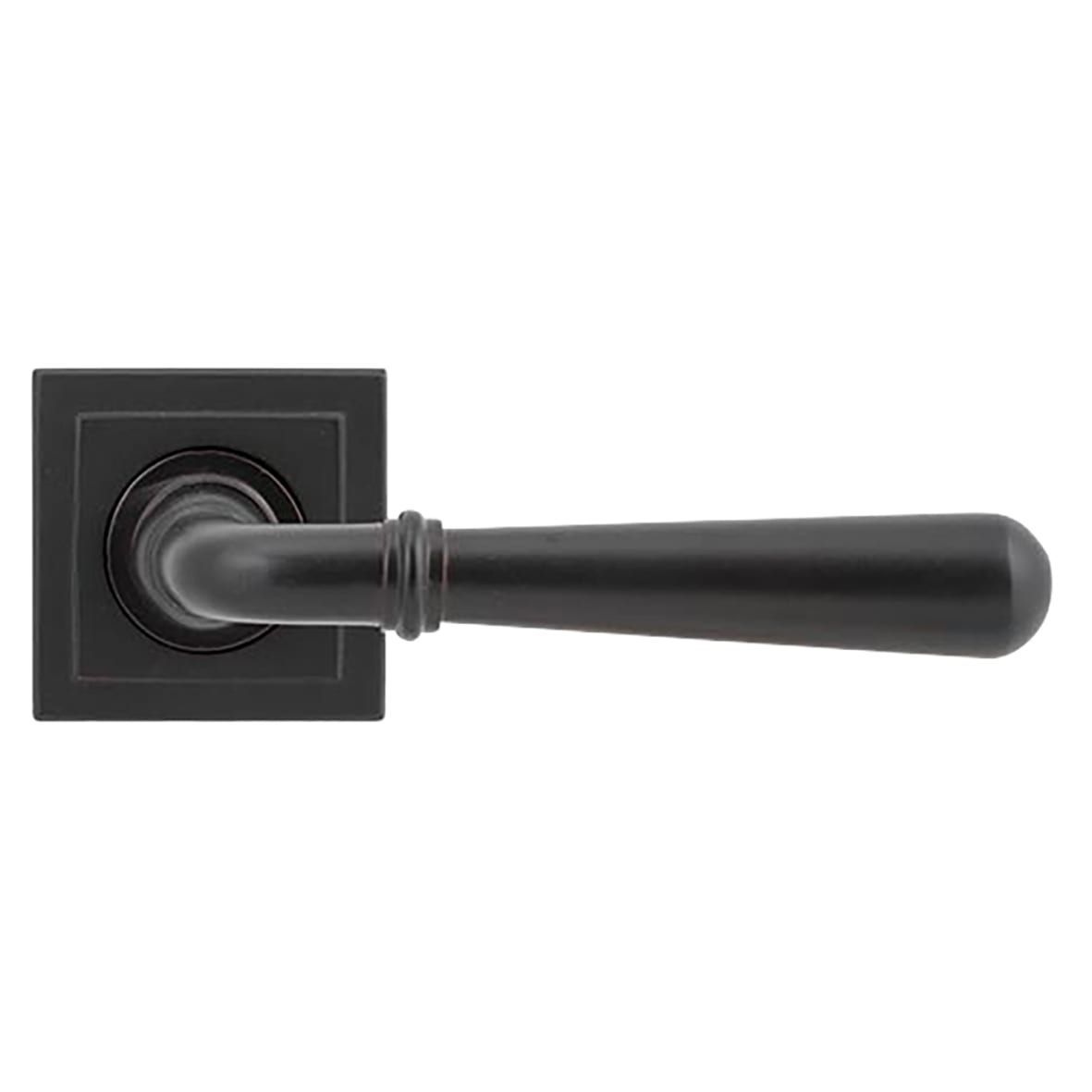 Aged Bronze Door Handles on Square Rose - Newbury Range