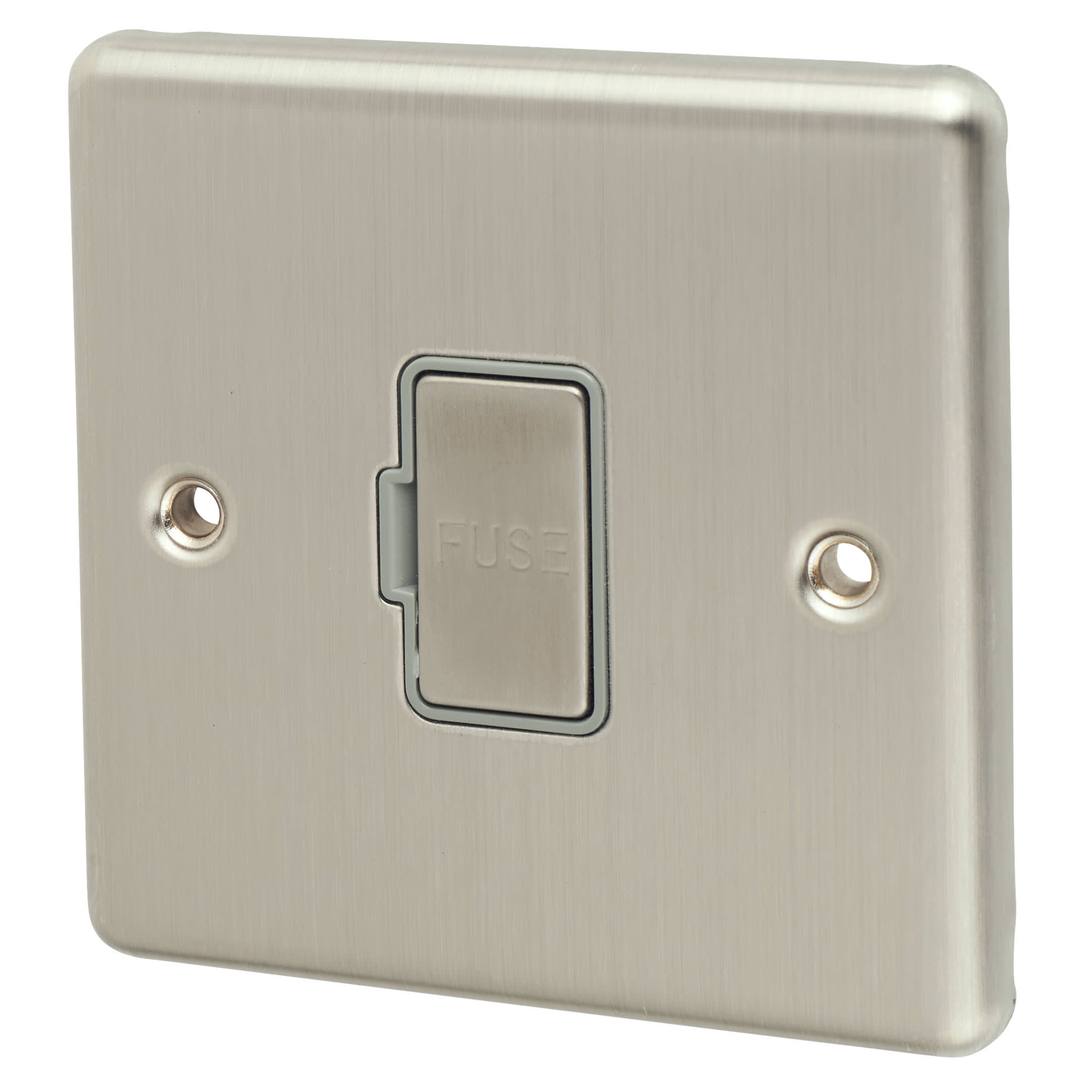 Enhance Decorative 13A 1 Gang Unswitched Fused Spur - Satin Steel with Grey Inserts