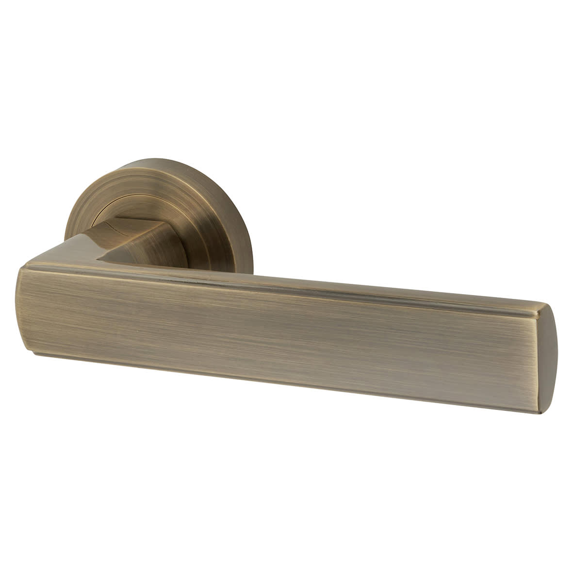 Antique Brass Door Handles on Round Rose - Zara Range