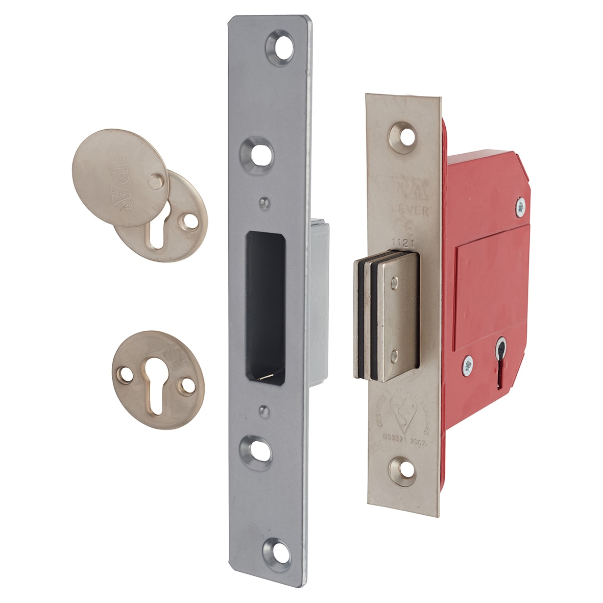 Fortress:2007 5 Lever Deadlock - 79mm Case - 56mm Backset - Satin Chrome
