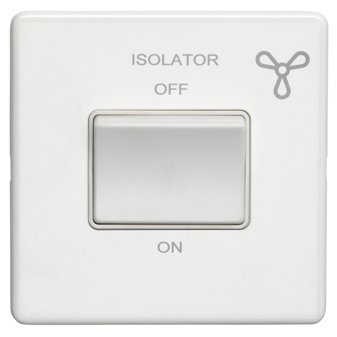 Concealed 10A 1 Gang Screwless Flat Plate Triple Pole Fan Isolator Switch - Matt White