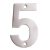 100mm Screw Fix Door Numeral - 5 - Satin Stainless Steel
