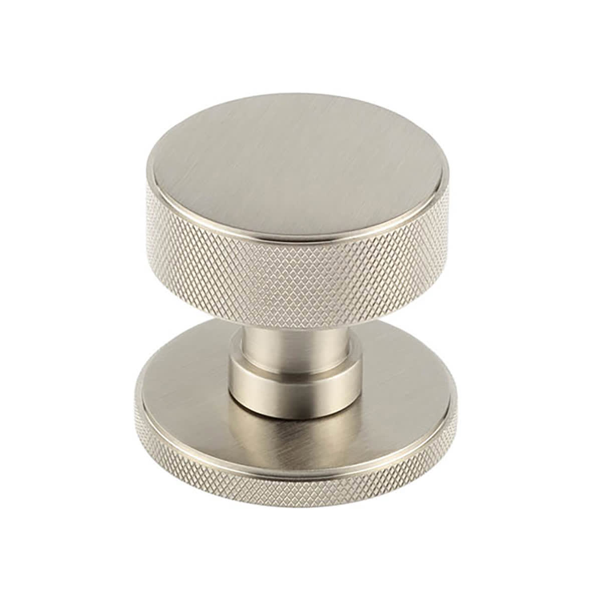 Satin Nickel Knurled Mortice Door Knob - 60mm Rose Diameter - Westbourne Range