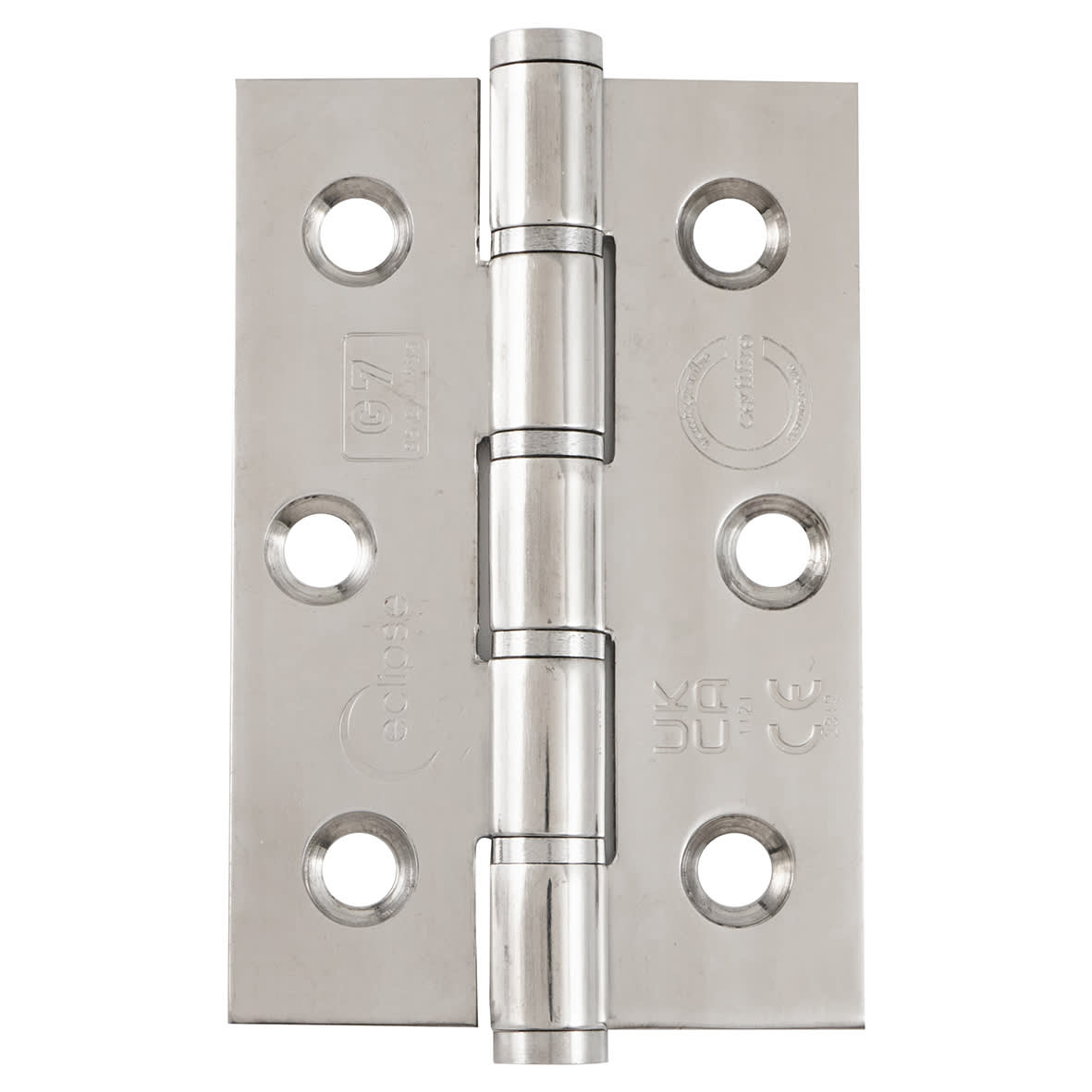 Slim Knuckle Grade 7 Washered Butt Fire Door Hinge - 76 x 51 x 2mm - Pol Stainless - Pair