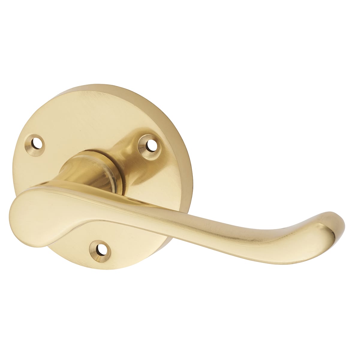 Polished Brass Scroll Door Handles on Round Rose