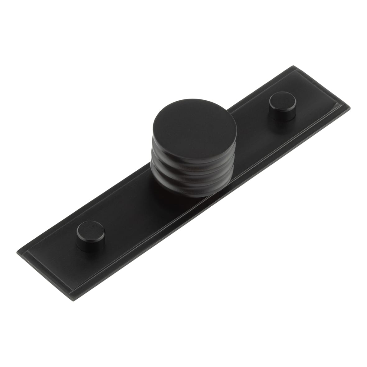 Sturt Grooved Round Cabinet Knob on Stepped Backplate - 30mm Diameter - Black