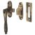 Cast Reeded Mortice & Hook Plate Casement Window Fastener - Reversible - Antique Brass