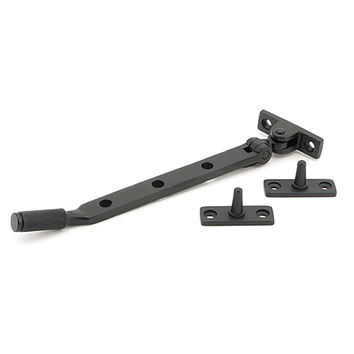 Brompton Knurled Casement Window Stay - 8"/200mm Length - Matt Black