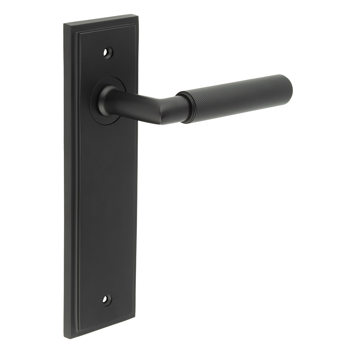 Black Fire Rated Latch Door Handles - Piccadilly - 200 x 55mm