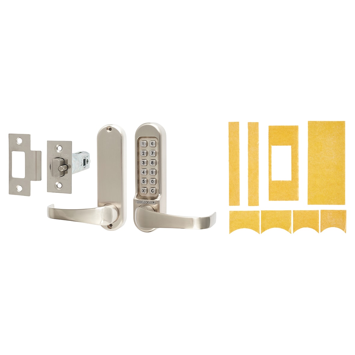 Push Button Code Lock and Tubular Latch with Intumescent - Stainless Steel