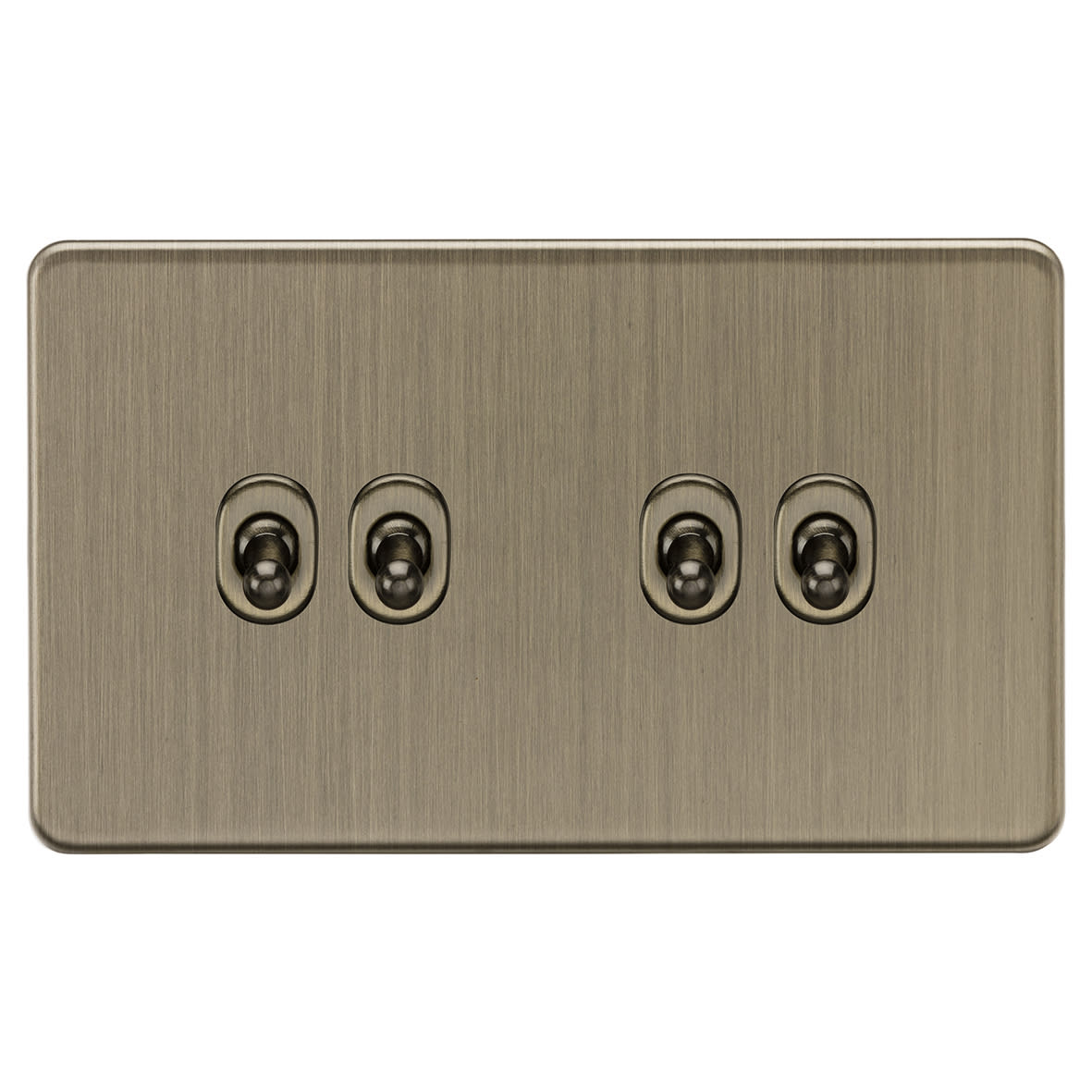 10AX 4 Gang 2 Way Screwless Flat Plate Toggle Light Switch - Antique Brass