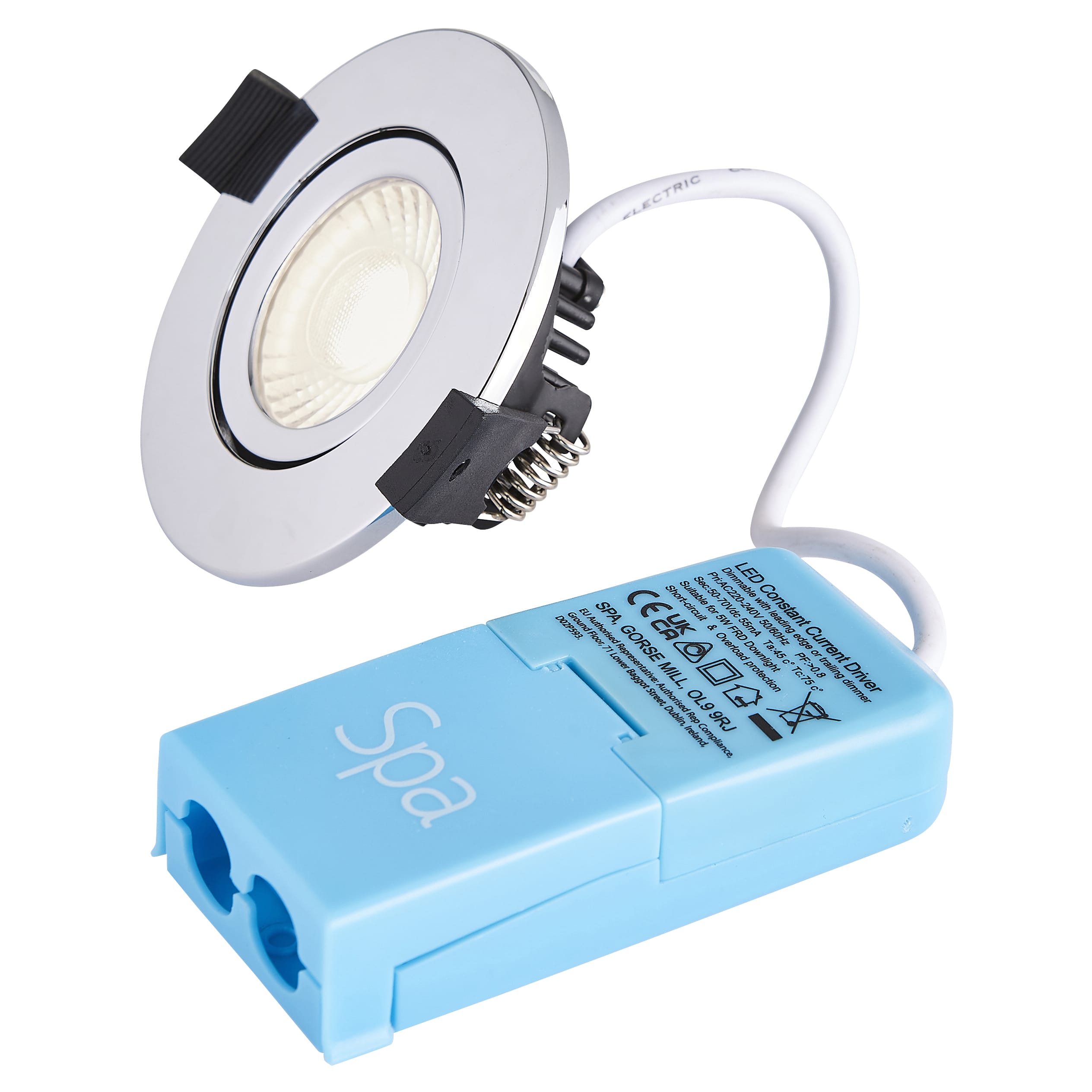 Forum Spa Como 5W IP65 Fire Rated LED Dimmable Adjustable Downlight - 4000K - Chrome