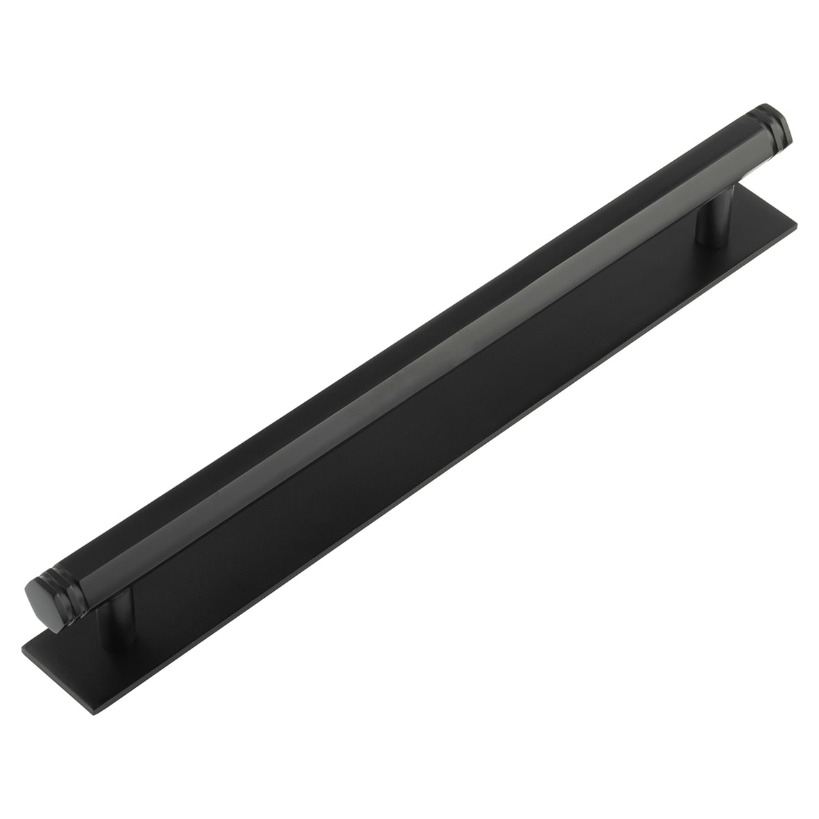 Nile 15mm Hex T-Bar Cabinet Pull Handle on Plain Backplate - 224mm c/c - Black