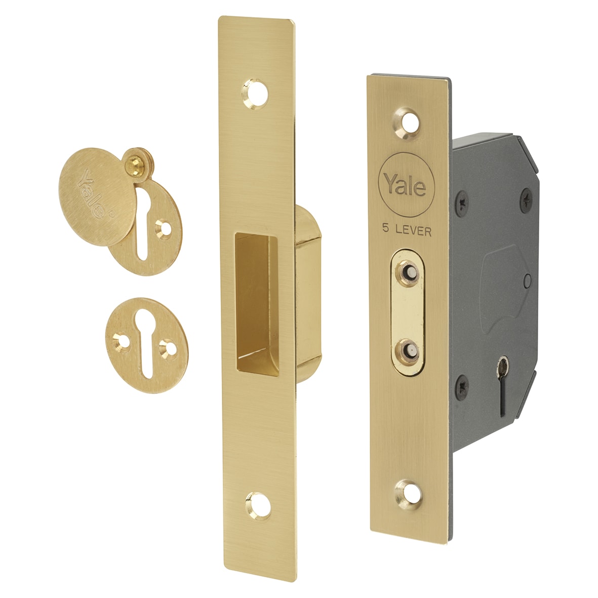 M552 5 Lever Deadlock - 64mm Case - 44mm Backset - Polished Brass