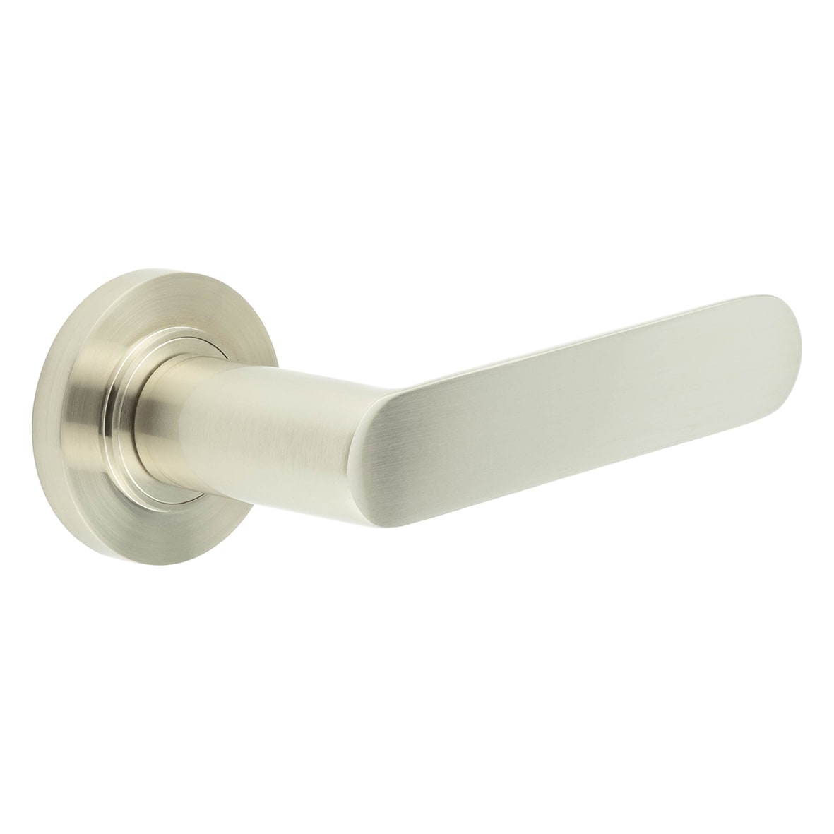 Satin Nickel Fire Rated Door Handles on Round Rose - Kensington Range