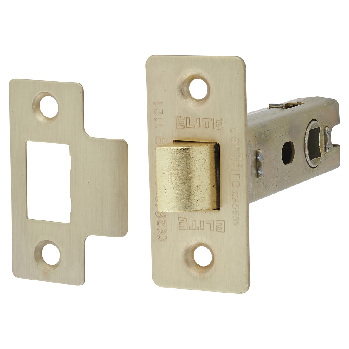 Bolt Through Tubular Latch - 75mm Case - 57mm Backset - Square - Satin Brass